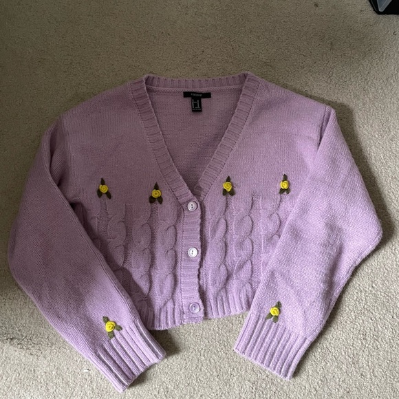 Forever 21 Sweaters - ❌ SOLD❌ lavender floral cardigan